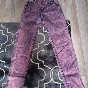 Wrangler Pink Acid Wash Straight Leg Jeans